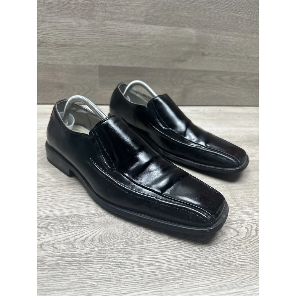 Stacy Adams Black Leather Loafers Slip On Men's Dress‎ Shoes 9.5M  Very Nice